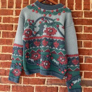 All Week Long Shetland Wool Sweater Vintage Size P Chunky Granny Cottagecore